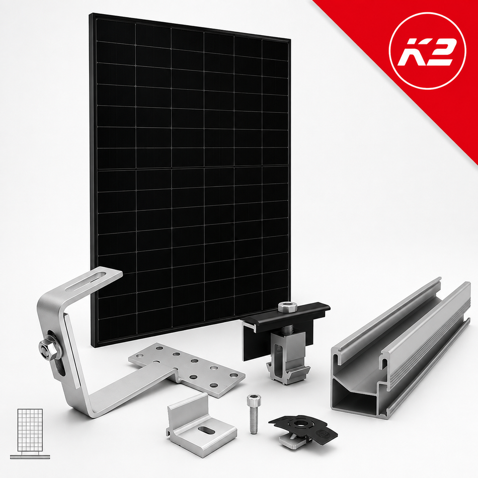 K2 SingleRail Montageset für Ziegeldach - Module hochkant