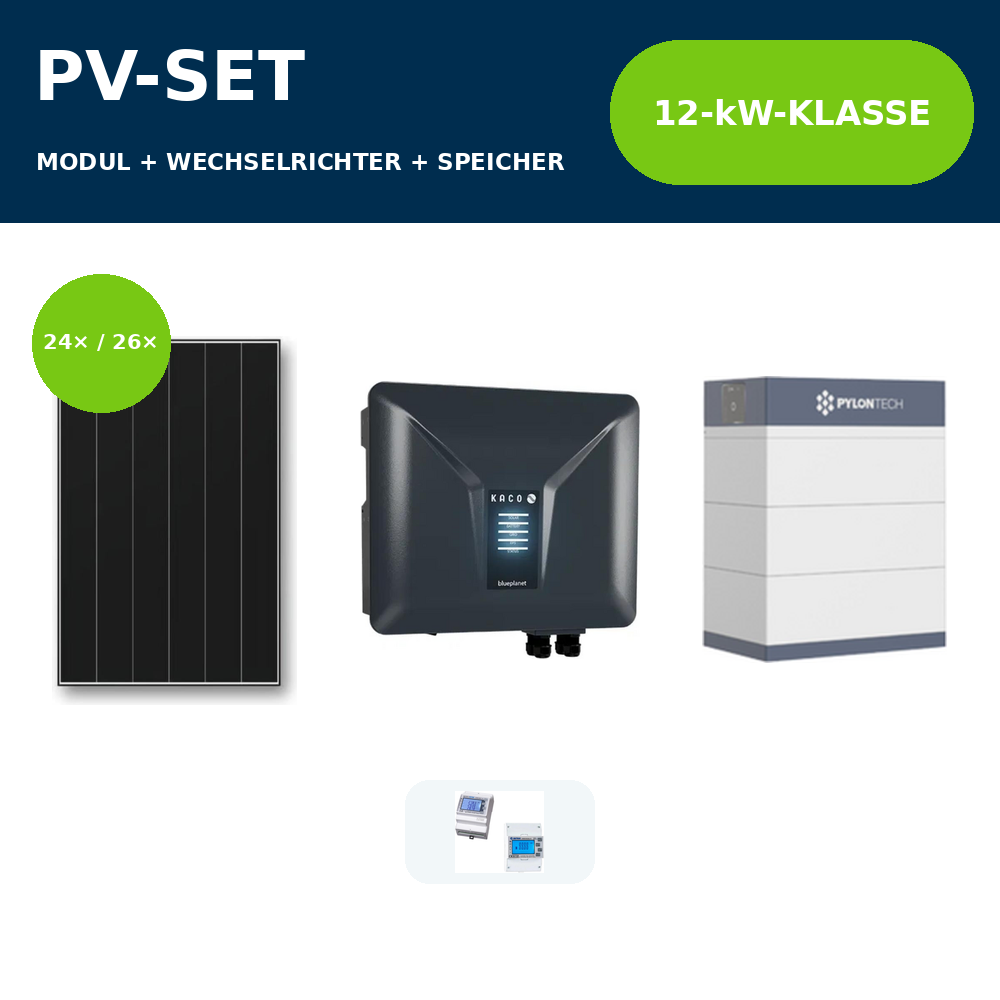 Aiko Neostar 3P+ 490 Wp PV-Anlage mit KACO blueplanet hybrid NH3 12 kW und Pylontech Force H3 – 12-kW-Klasse