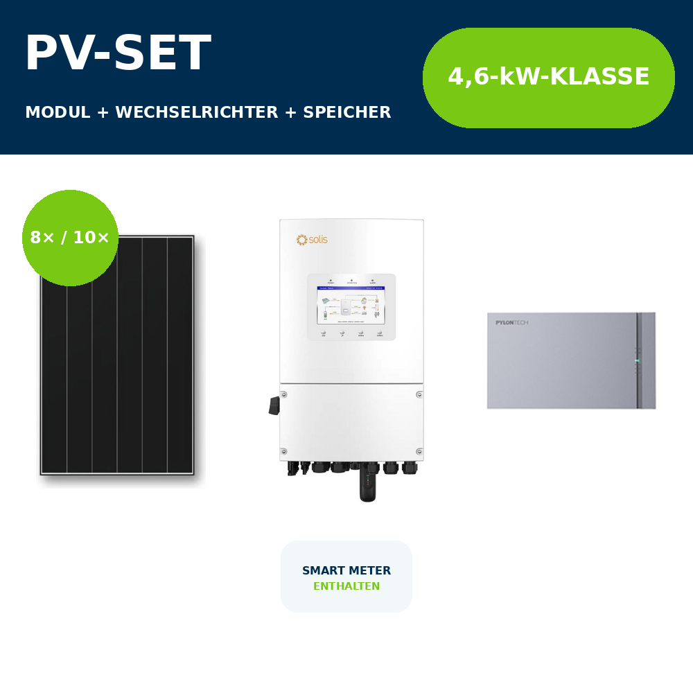 Aiko Neostar 3P+ 490 Wp PV-Anlage mit Solis S6-EH1P 4,6 kW und Pylontech Fidus Pro – 4,6-kW-Klasse