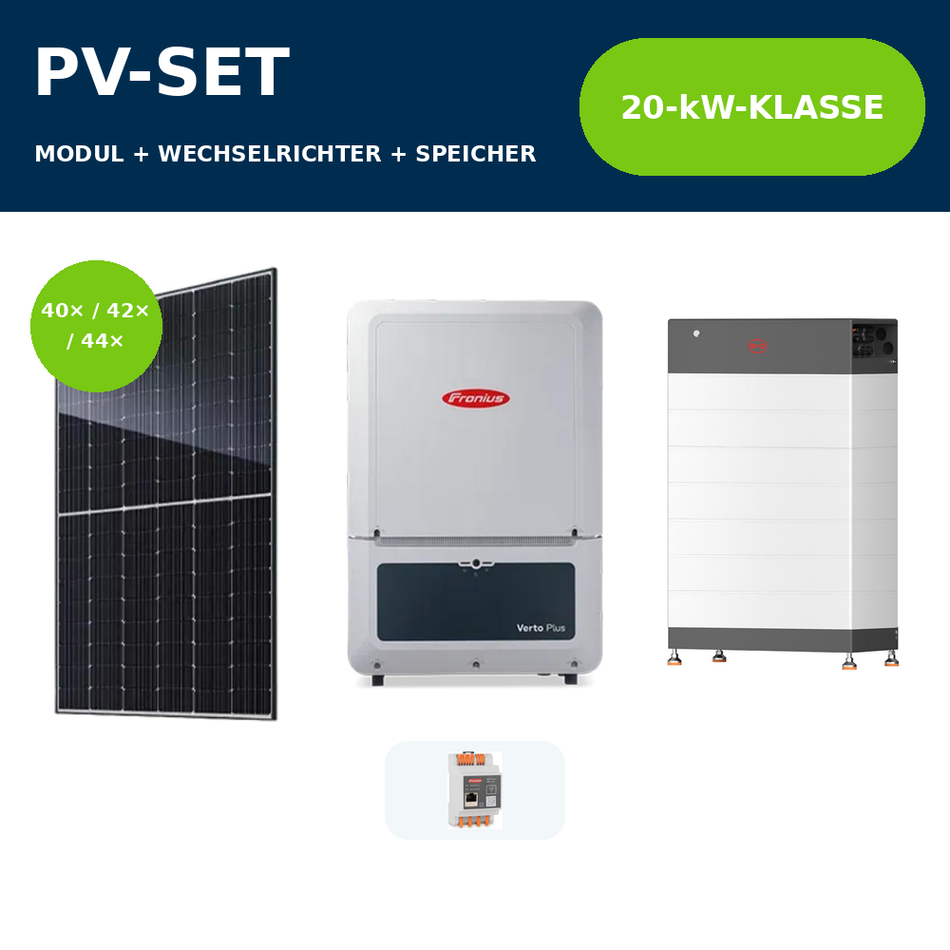 JA Solar 470 Wp N-Type PV-Anlage mit Fronius Verto Plus 20 kW und BYD Battery-Box HVB – 20-kW-Klasse