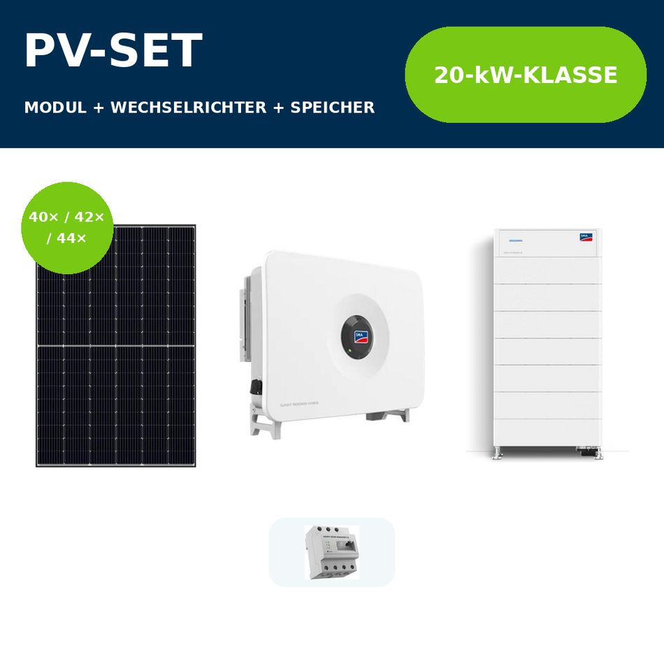 Luxor ECO LINE PRIME 485 Wp PV-Anlage mit SMA Sunny Tripower Hybrid X 20 kW und SMA Storage M – 20-kW-Klasse