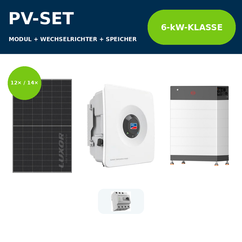 Luxor ECO LINE PRO 470 Wp PV-Anlage mit SMA Sunny Tripower Hybrid X 6 kW und BYD Battery-Box HVB – 6-kW-Klasse