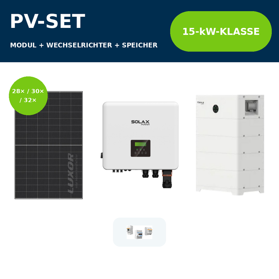 Luxor ECO LINE PRO 470 Wp PV-Anlage mit SolaX X3-Hybrid G4 PRO 15 kW und SolaX T-BAT HS 5.1 – 15-kW-Klasse