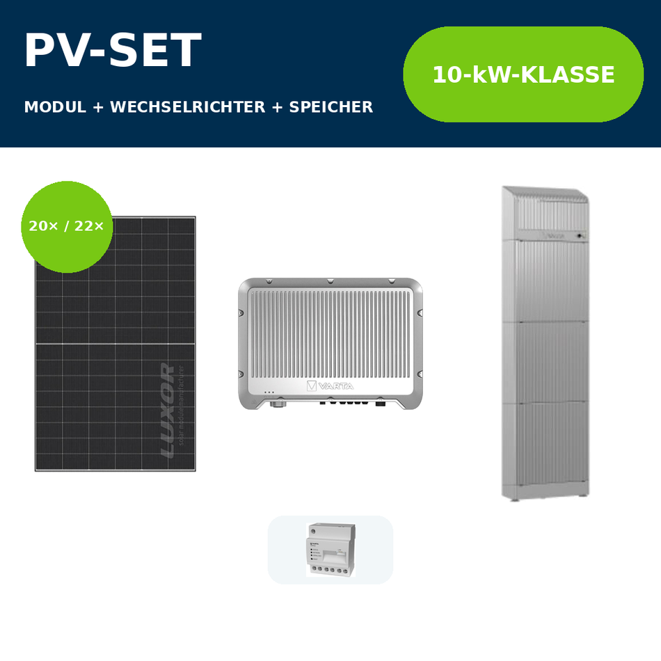 Luxor ECO LINE PRO 470 Wp PV-Anlage mit VARTA.hybrid 10 kW und VARTA.wall BM1 – 10-kW-Klasse