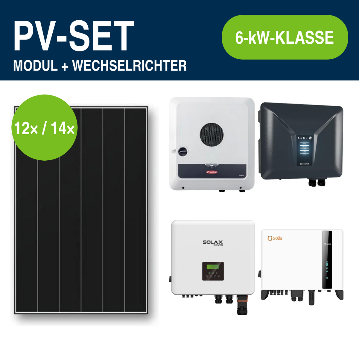 Aiko Neostar 3P+ bifazial 490 Wp PV-Set mit Hybridwechselrichter | 6-kW-Klasse – Gewerbe & Ausland
