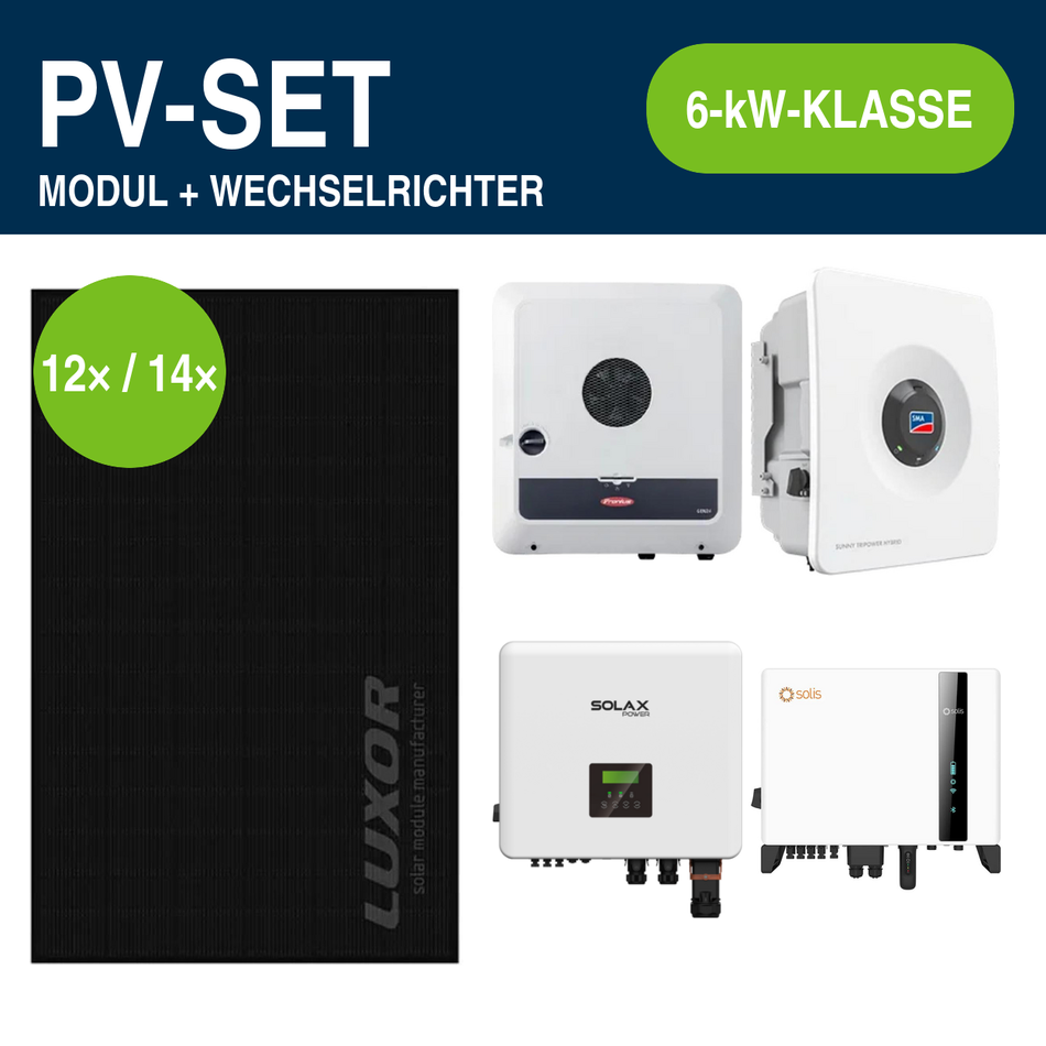 Luxor ECO LINE PRO Full Black 465 Wp PV-Set mit Hybridwechselrichter | 6-kW-Klasse – Gewerbe & Ausland