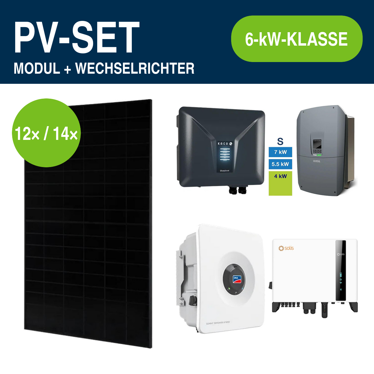 Solar Fabrik Mono S4 BC Full Black 480 Wp PV-Set mit Hybridwechselrichter | 6-kW-Klasse – Gewerbe & Ausland