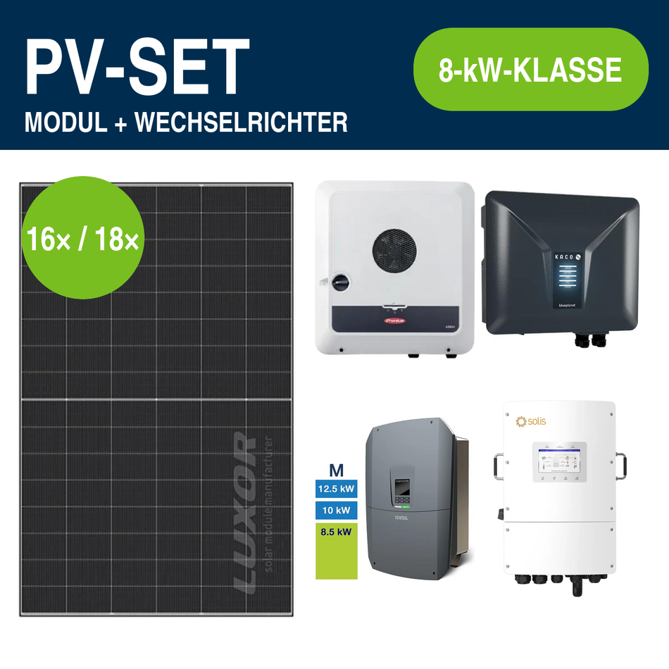 Luxor ECO LINE PRO Glas-Glas 470 Wp PV-Set mit Hybridwechselrichter | 8-kW-Klasse – Gewerbe & Ausland