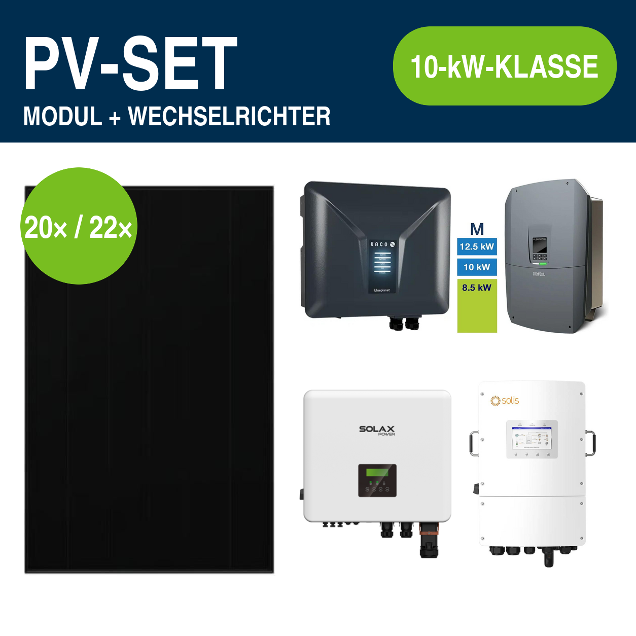 Aiko Neostar Pro 3S+ Full Black 485 Wp PV-Set mit Hybridwechselrichter | 10-kW-Klasse – Gewerbe & Ausland