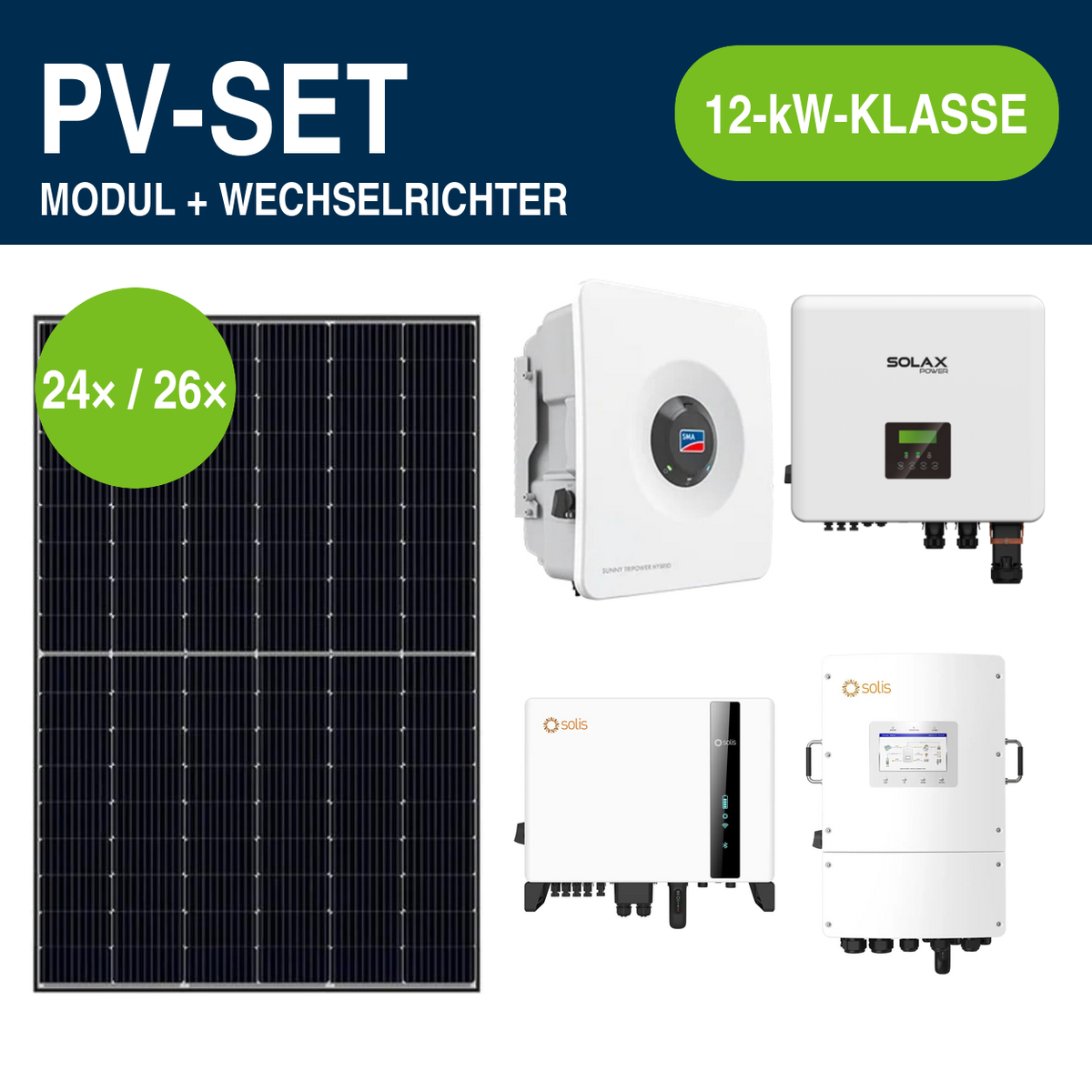 Luxor ECO LINE PRIME bifazial 485 Wp PV-Set mit Hybridwechselrichter | 12-kW-Klasse – Gewerbe & Ausland