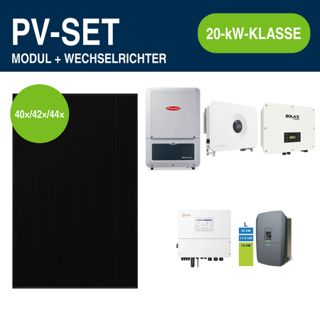 Aiko Neostar Pro 3S+ Full Black 485 Wp PV-Set mit Hybridwechselrichter | 20-kW-Klasse – Gewerbe & Ausland