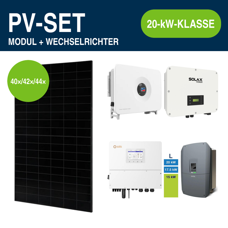 Solar Fabrik Mono S4 BC Black 480 Wp PV-Set mit Hybridwechselrichter | 20-kW-Klasse – Gewerbe & Ausland
