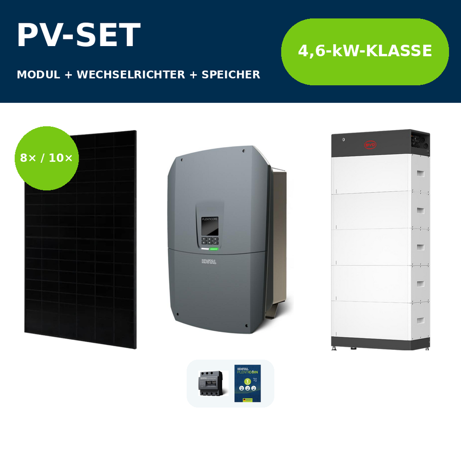 Solar Fabrik S4 BC 480 Wp Full Black PV-Anlage mit KOSTAL PLENTICORE G3 MP M 4,6 kW und BYD Battery-Box HVS+ – 4,6-kW-Klasse