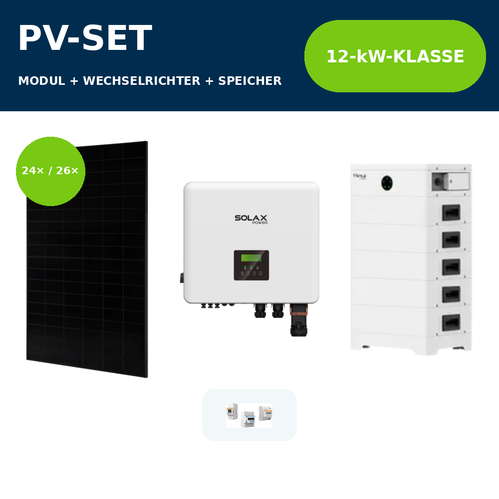 Solar Fabrik S4 BC 480 Wp Full Black PV-Anlage mit SolaX X3-Hybrid G4 PRO 12 kW und SolaX T-BAT HS 3.6 – 12-kW-Klasse