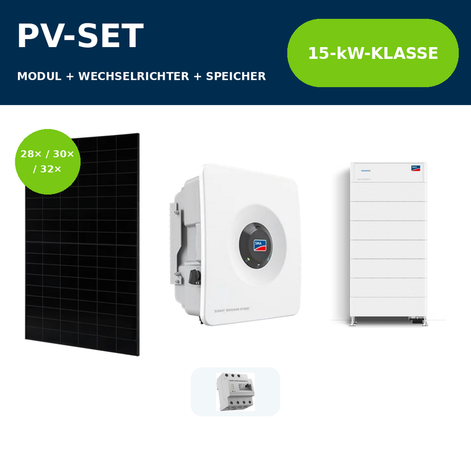 Solar Fabrik S4 BC 480 Wp PV-Anlage mit SMA Sunny Tripower Hybrid X 15 kW und SMA Storage M – 15-kW-Klasse