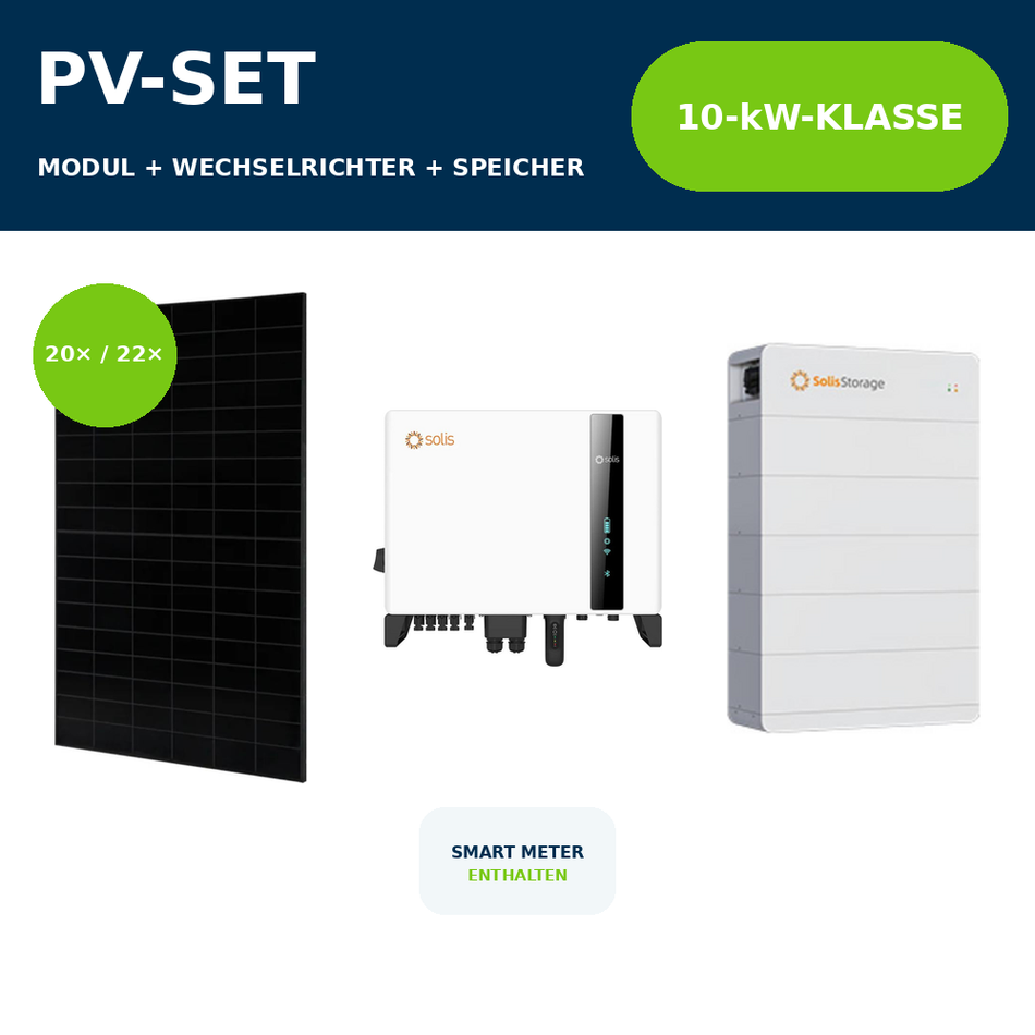 Solar Fabrik S4 BC 480 Wp PV-Anlage mit Solis S6-EH3P 10 kW und Solis FlexHome Hochvolt – 10-kW-Klasse